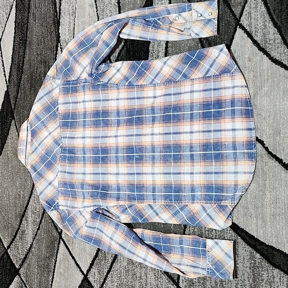 BKE VINTAGE 1967 ATHLETIC FIT PLAID ACID-WASH PEARL SNAP-BUTTON LONG-SLEEVED SHI - Picture 10 of 13